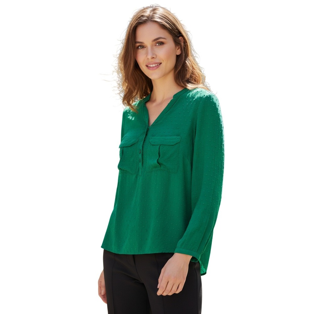 Maeve Anthropologie Green Swiss Dot Split Neck Blouse Size S - Picture 1 of 10